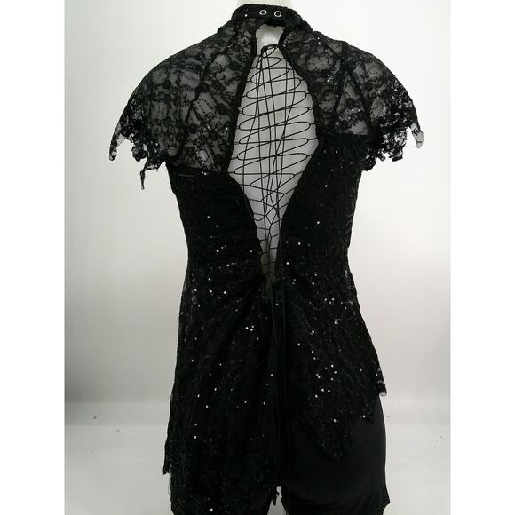 Dance Costume Kelle   Large Adult Black Lace Jazz Tap Sequins - Picture 2 of 2